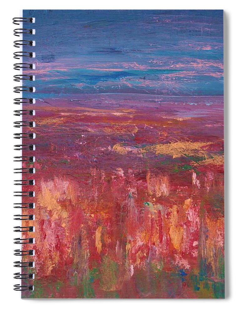 Abstract Spiral Notebook featuring the painting Field of Heather by Julie Lueders 