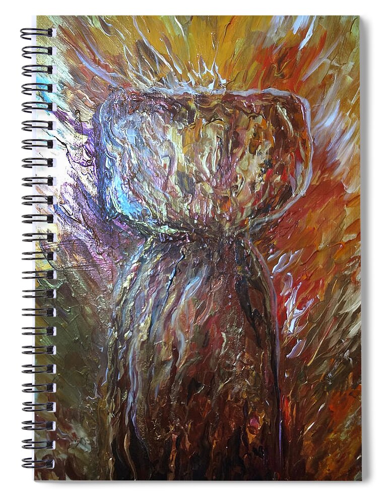 Fiery Spiral Notebook featuring the painting Fiery Earth Latte Stone by Michelle Pier