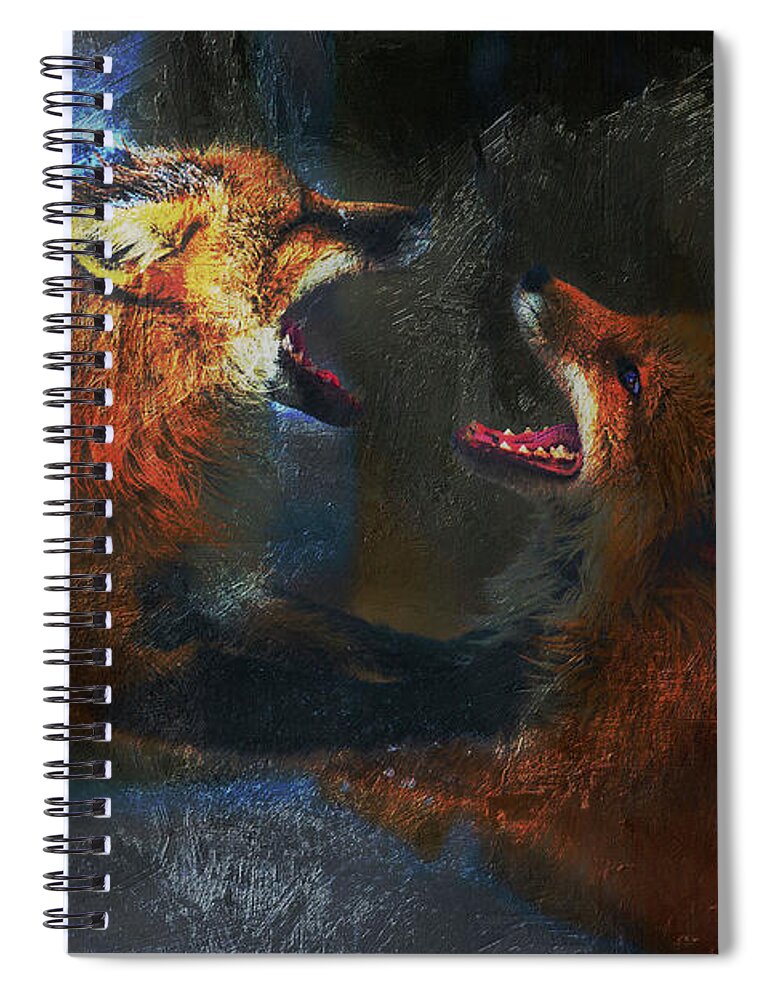 Fox Spiral Notebook featuring the photograph Fighting Foxes by Jack Torcello