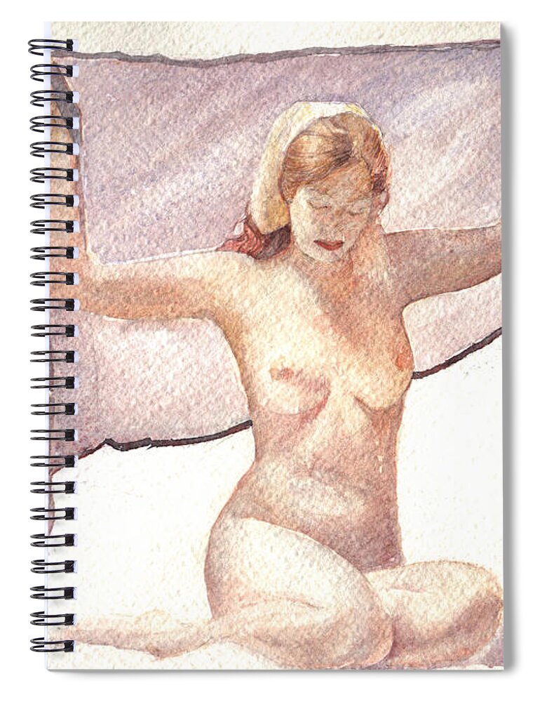 Erotic Spiral Notebook featuring the painting Figure with Veil by David Ladmore