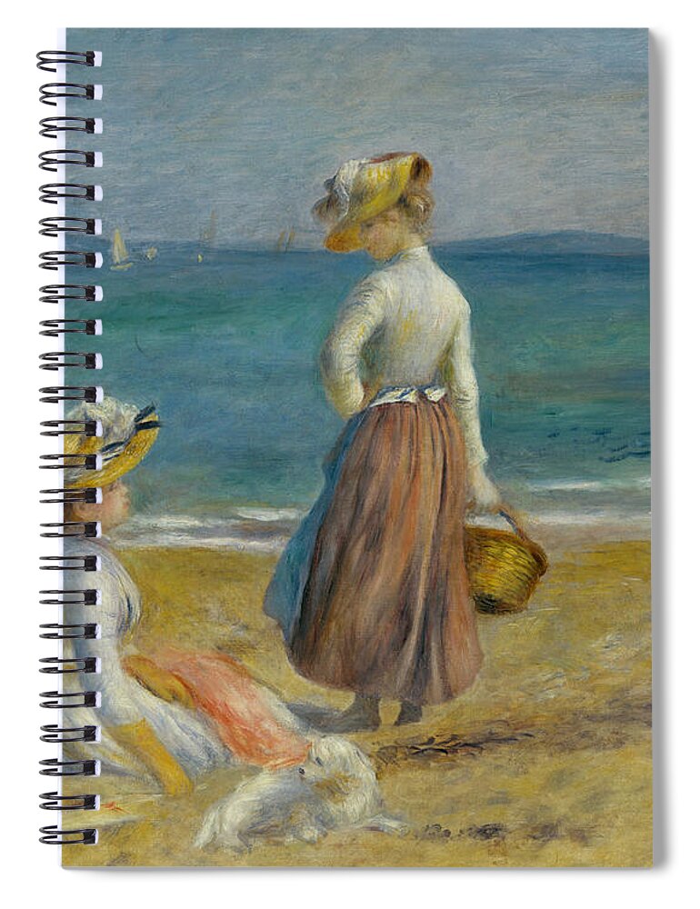 Renoir Spiral Notebook featuring the painting Figures on the Beach, 1890 by Pierre Auguste Renoir