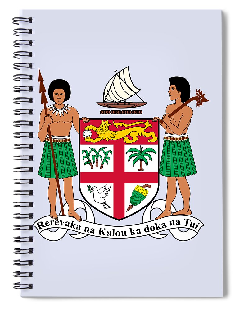 Fiji Spiral Notebook featuring the drawing Fiji Coat of Arms by Movie Poster Prints