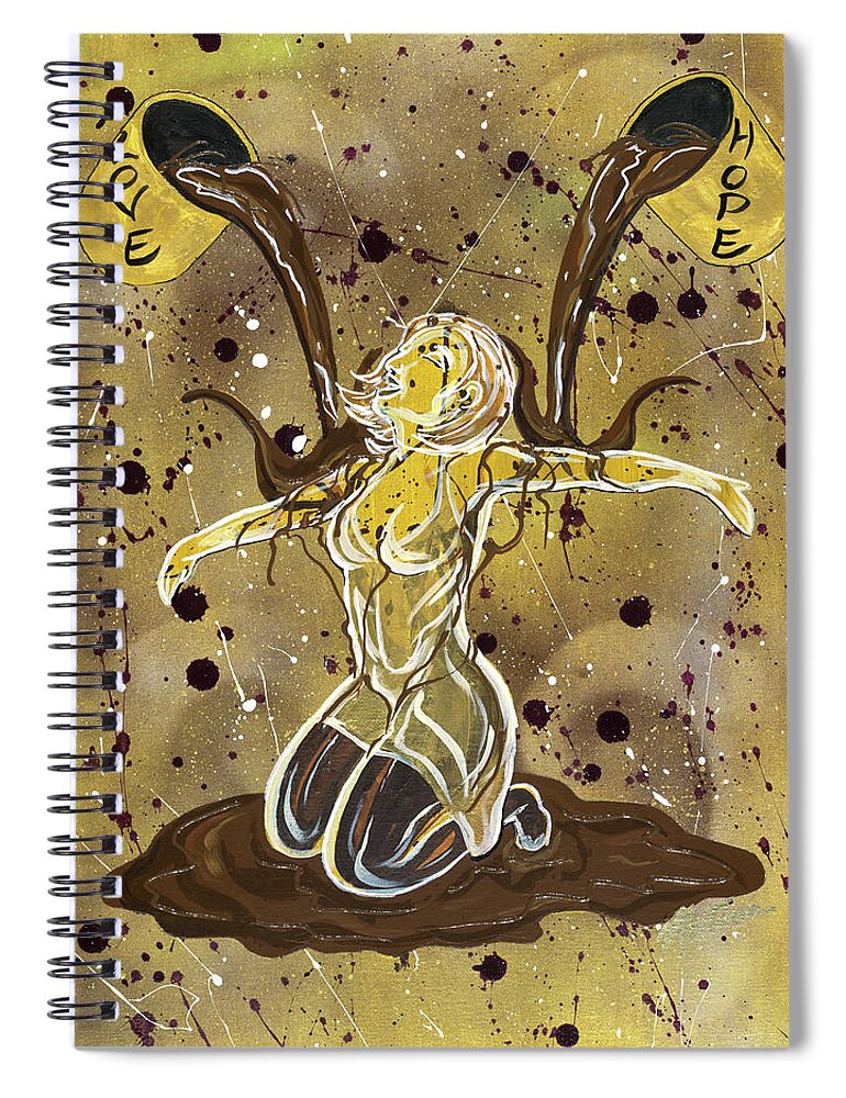 Paint Spiral Notebook featuring the mixed media Fill Me Up Hope and Love by Demitrius Motion Bullock