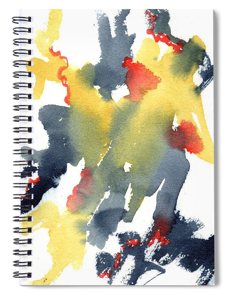 Yellow Spiral Notebook featuring the painting Filling in the Blanks by Marcy Brennan