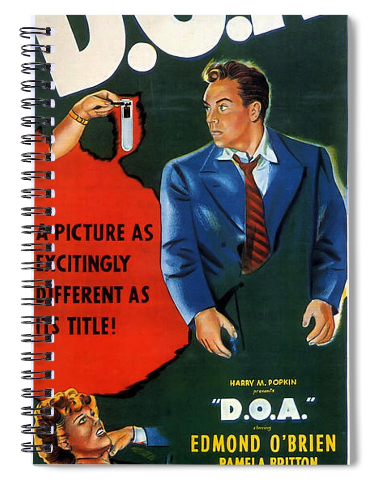 Film Noir Spiral Notebook featuring the painting Film Noir Movie Poster D O A by Vintage Collectables