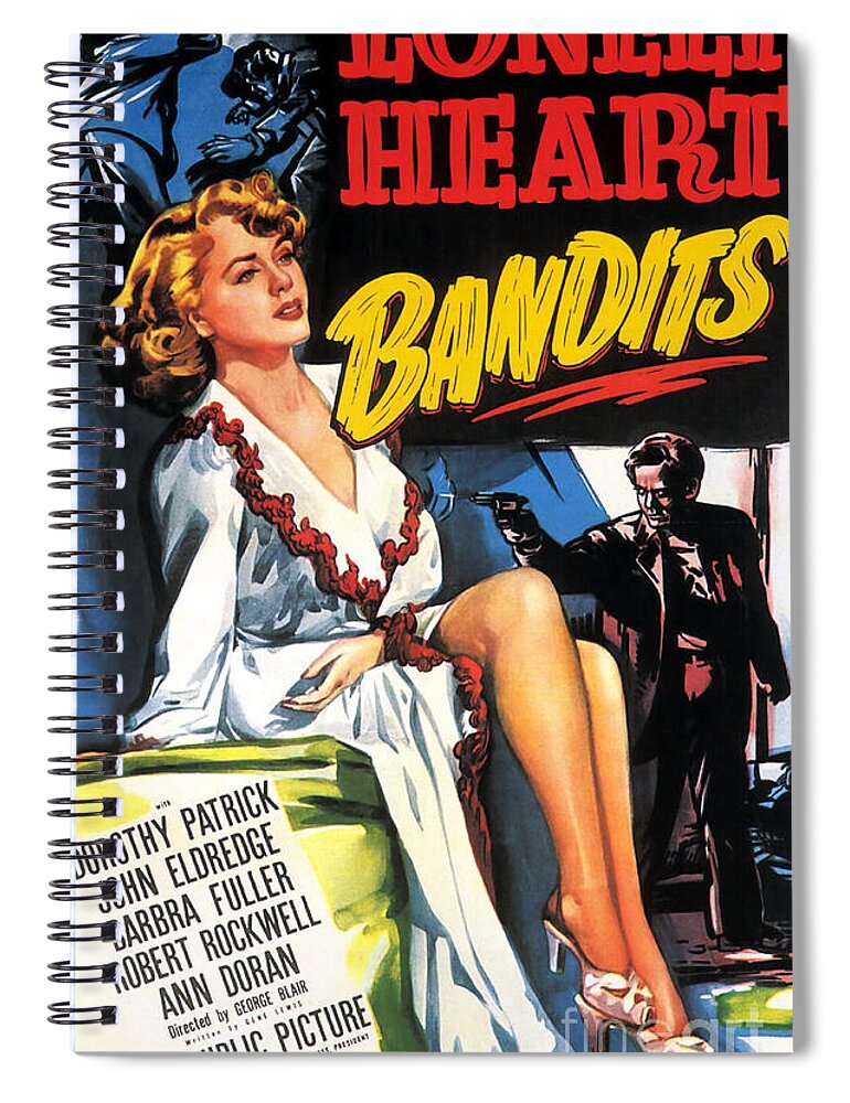 Film Noir Spiral Notebook featuring the painting Film Noir Poster Lonely Heart Bandits by Vintage Collectables
