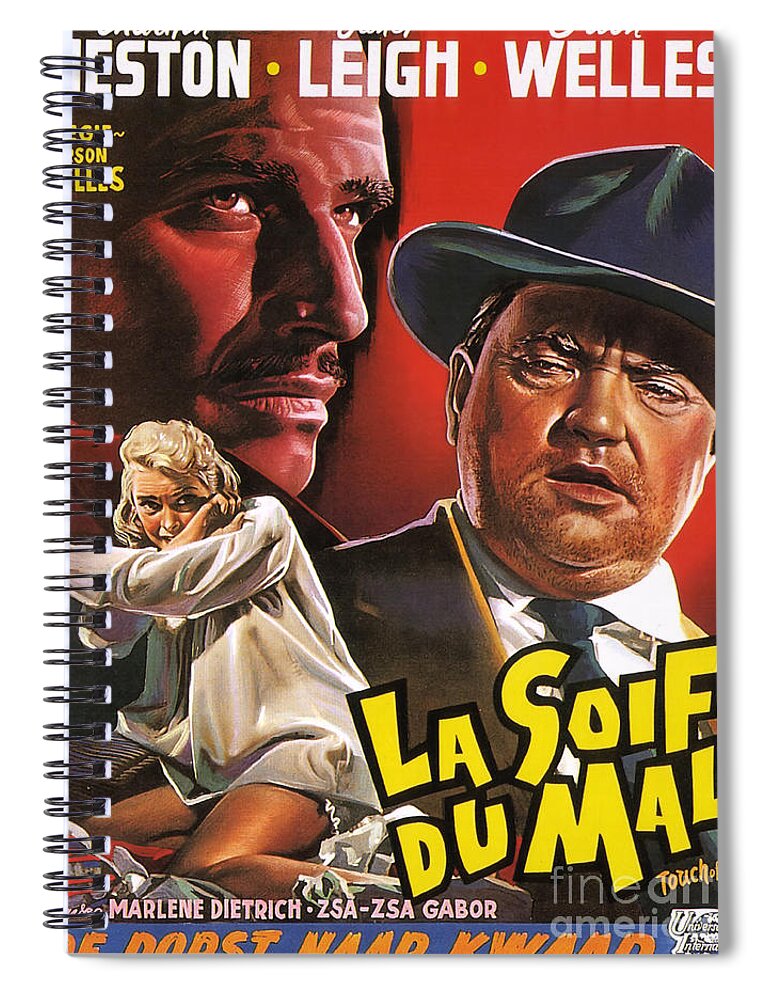Film Noir Poster Spiral Notebook featuring the painting Film Noir Poster Touch of Evil by Vintage Collectables