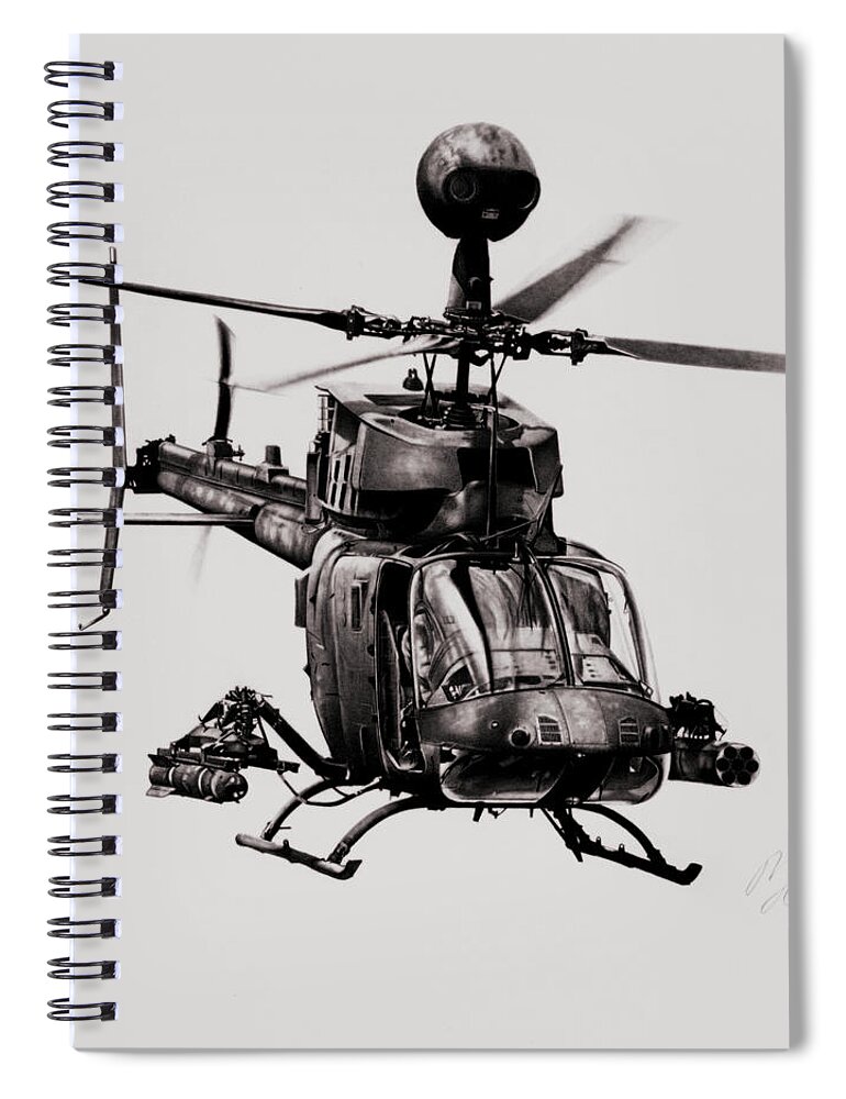 Aviation Spiral Notebook featuring the drawing Filthy Eight by Murray Jones