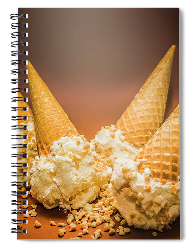 Summer Spiral Notebook featuring the photograph Fine art ice cream cone spill by Jorgo Photography