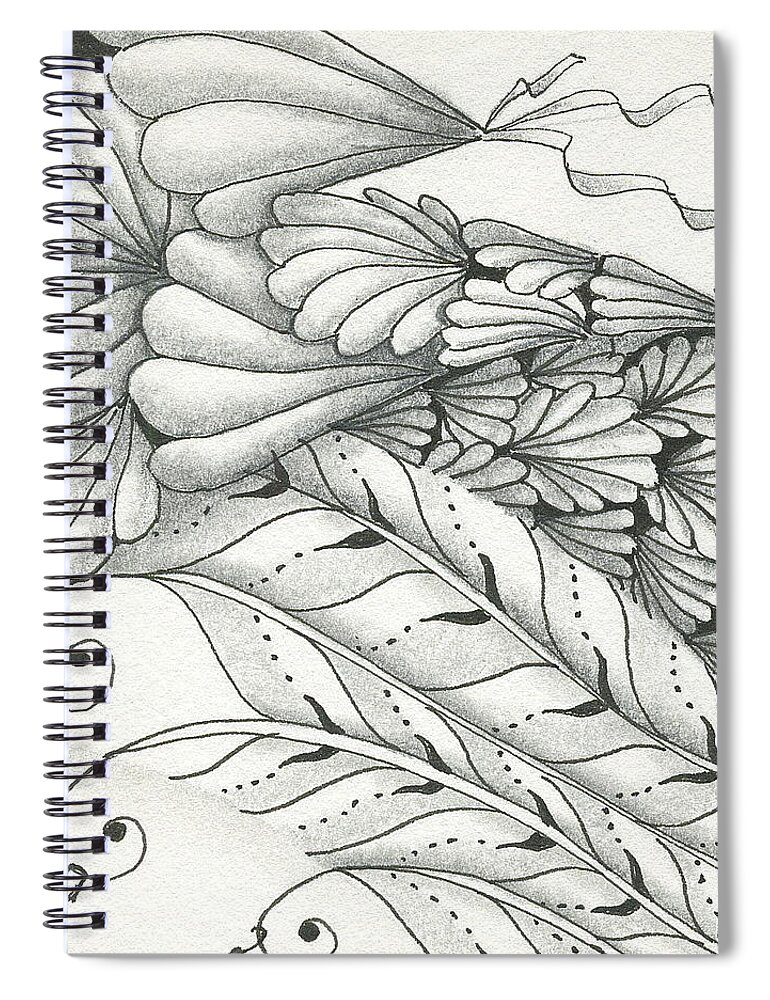 Finery Spiral Notebook featuring the drawing Finery by Jan Steinle