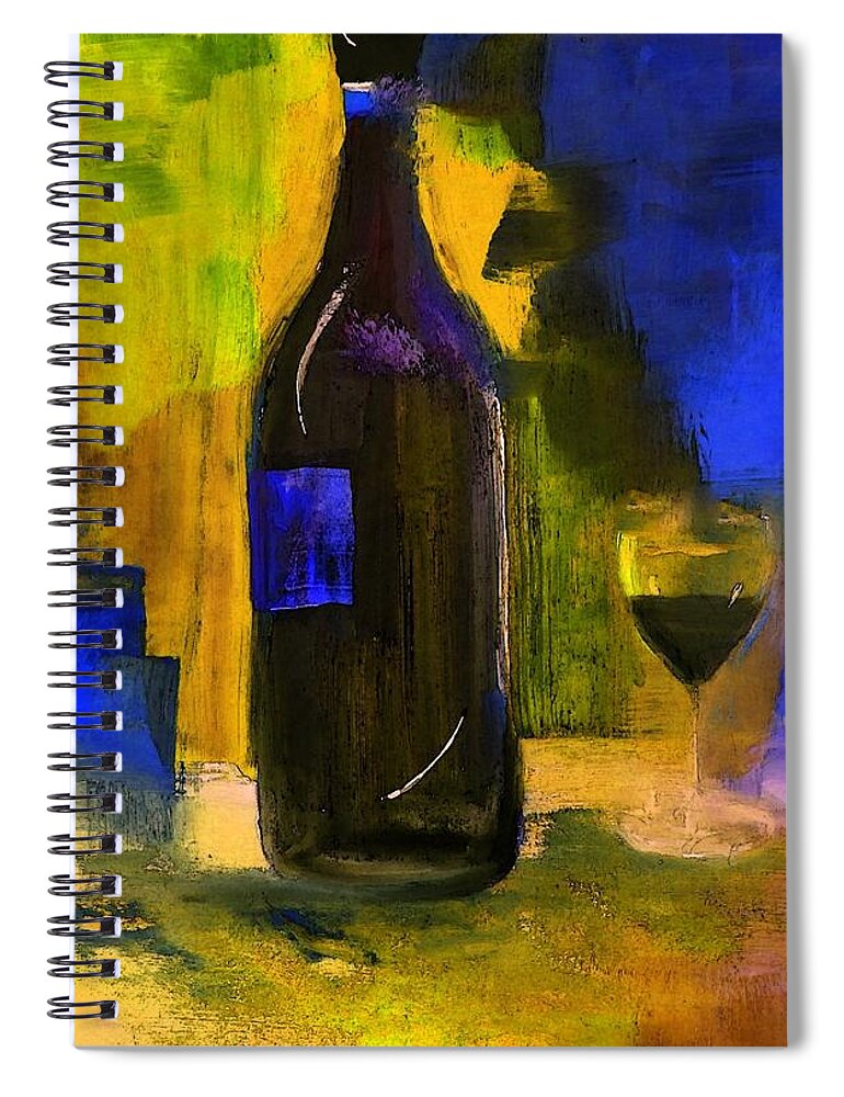 Wine Spiral Notebook featuring the painting One last glass before Bed by Lisa Kaiser