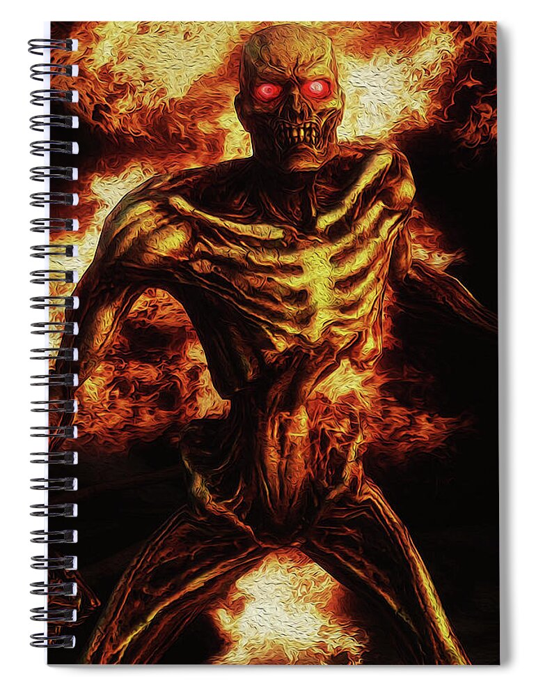 Dead Spiral Notebook featuring the painting Fire Demon by AM FineArtPrints