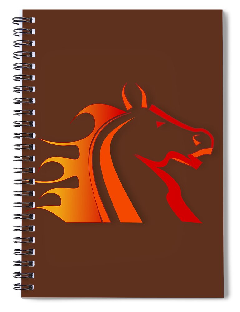 Horse Spiral Notebook featuring the digital art Fire Horse by Scott Davis