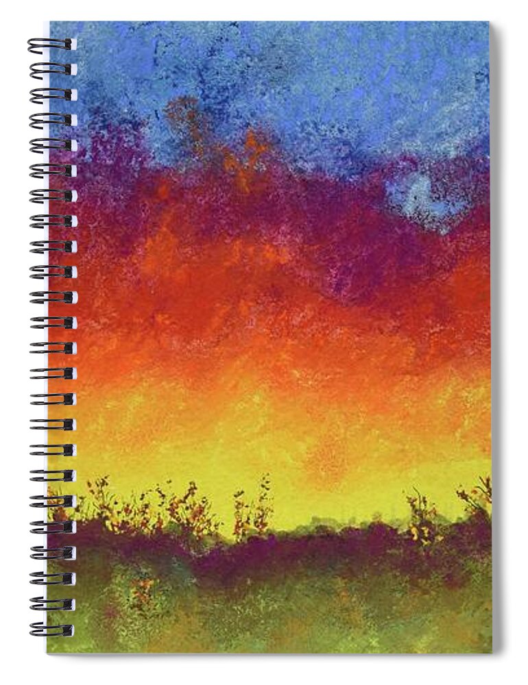  Barrieloustark Spiral Notebook featuring the painting Fire In the Sky by Barrie Stark