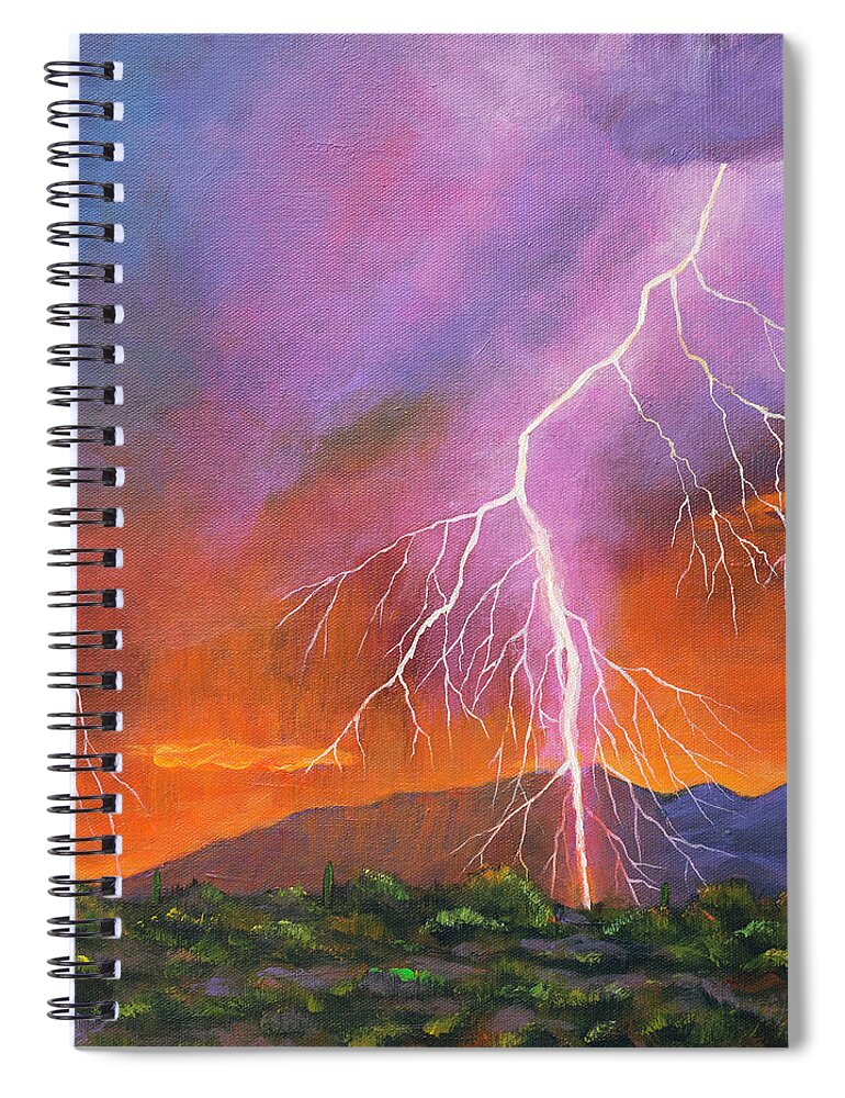 Arizona Spiral Notebook featuring the painting Fire in the Sky by Johnathan Harris