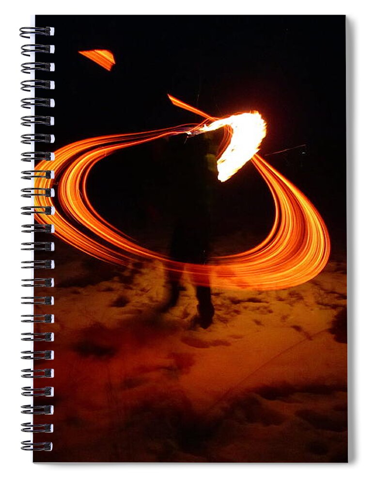 Fire Juggling Spiral Notebook featuring the photograph Fire juggling by Jackie Russo
