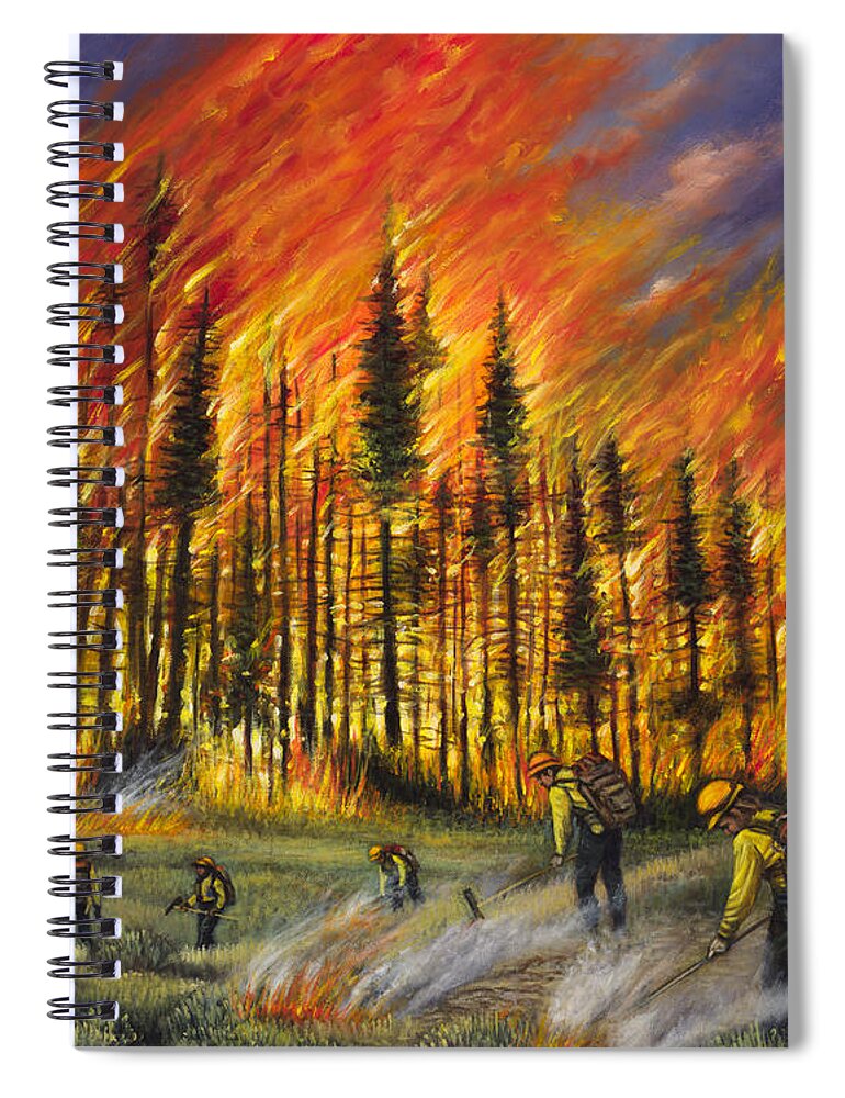 Fire Spiral Notebook featuring the painting Fire Line 1 by Ricardo Chavez-Mendez