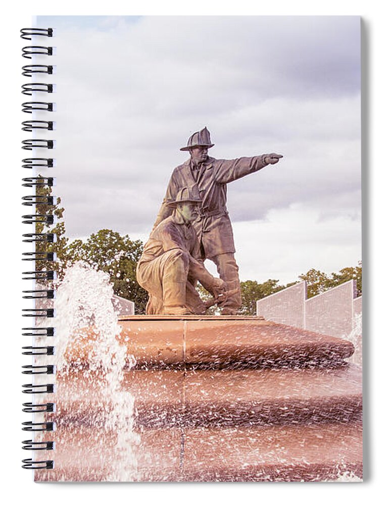 Firefighter Spiral Notebook featuring the photograph Firefighters Fountain by Pamela Williams