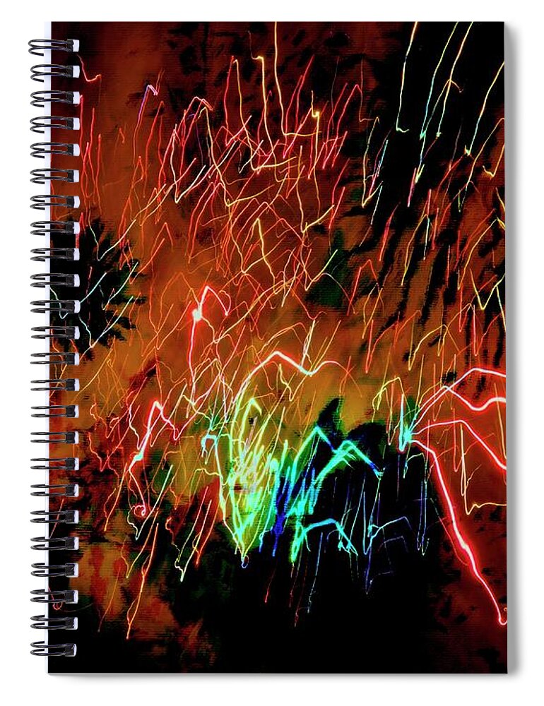 Close Up Photo Fireworks Spiral Notebook featuring the photograph Fireworks 16 by Joan Reese