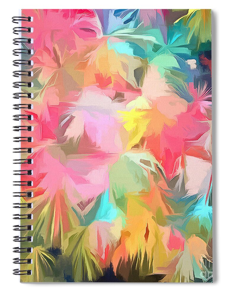 Painting Spiral Notebook featuring the painting Fireworks Floral Abstract Square by Edward Fielding