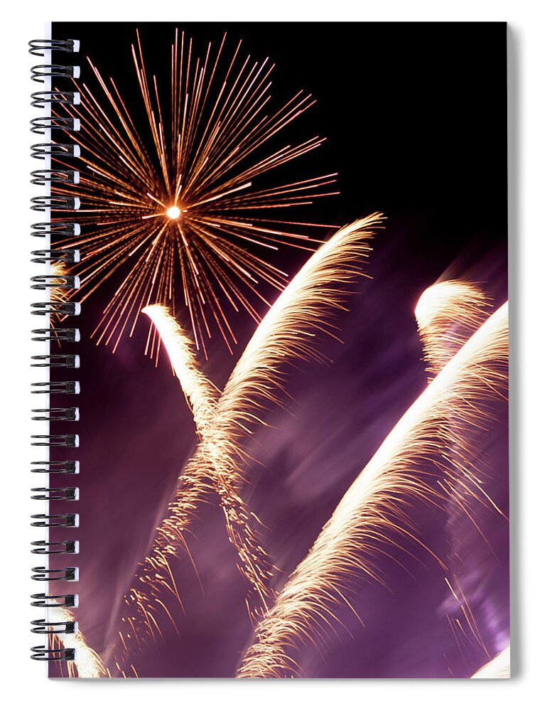 Fireworks Spiral Notebook featuring the photograph Fireworks in the Night by Helen Jackson