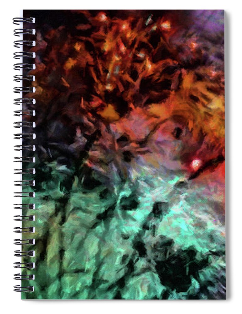 Close Up Photo Fireworks Spiral Notebook featuring the painting Fireworks15 by Joan Reese