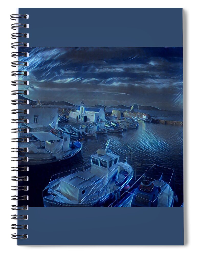 Colette Spiral Notebook featuring the photograph Fish harbour Paros Island Greece by Colette V Hera Guggenheim