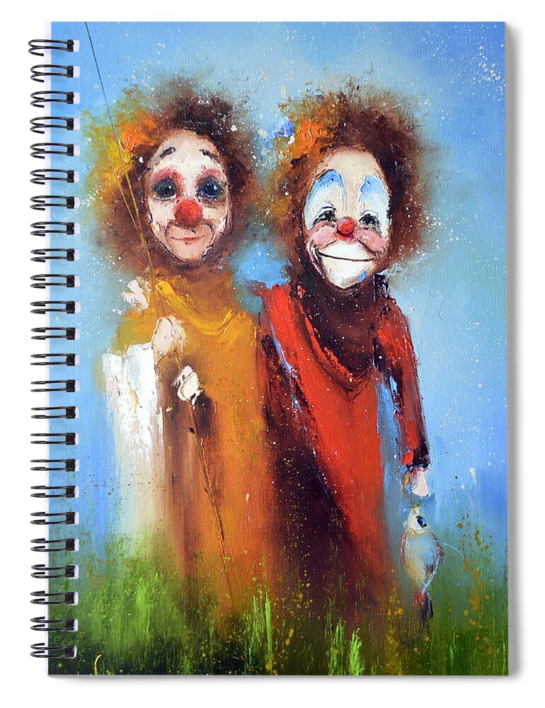 Russian Artists New Wave Spiral Notebook featuring the painting Fishermen by Igor Medvedev