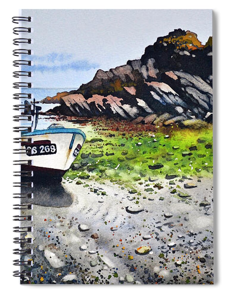 Tide Out Spiral Notebook featuring the painting Fishing Boat Cadgwith by Paul Dene Marlor