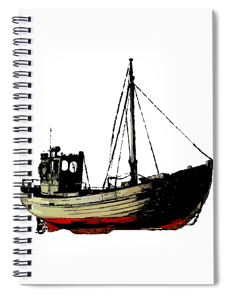 Fishing Spiral Notebook featuring the digital art Fishing Boat by Piotr Dulski