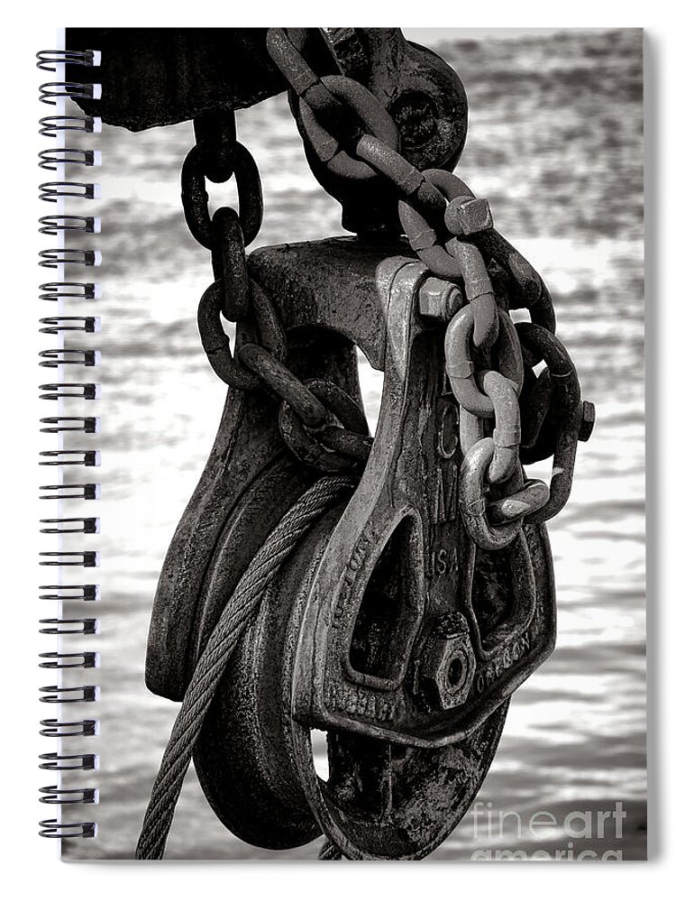 Ship Spiral Notebook featuring the photograph Fishing Boat Pulley by Olivier Le Queinec