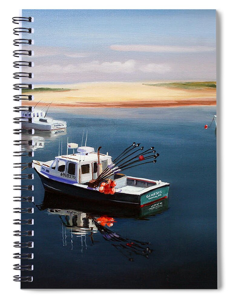 Fishing Boats Spiral Notebook featuring the painting Fishing Boats-cape Cod by Paul Walsh