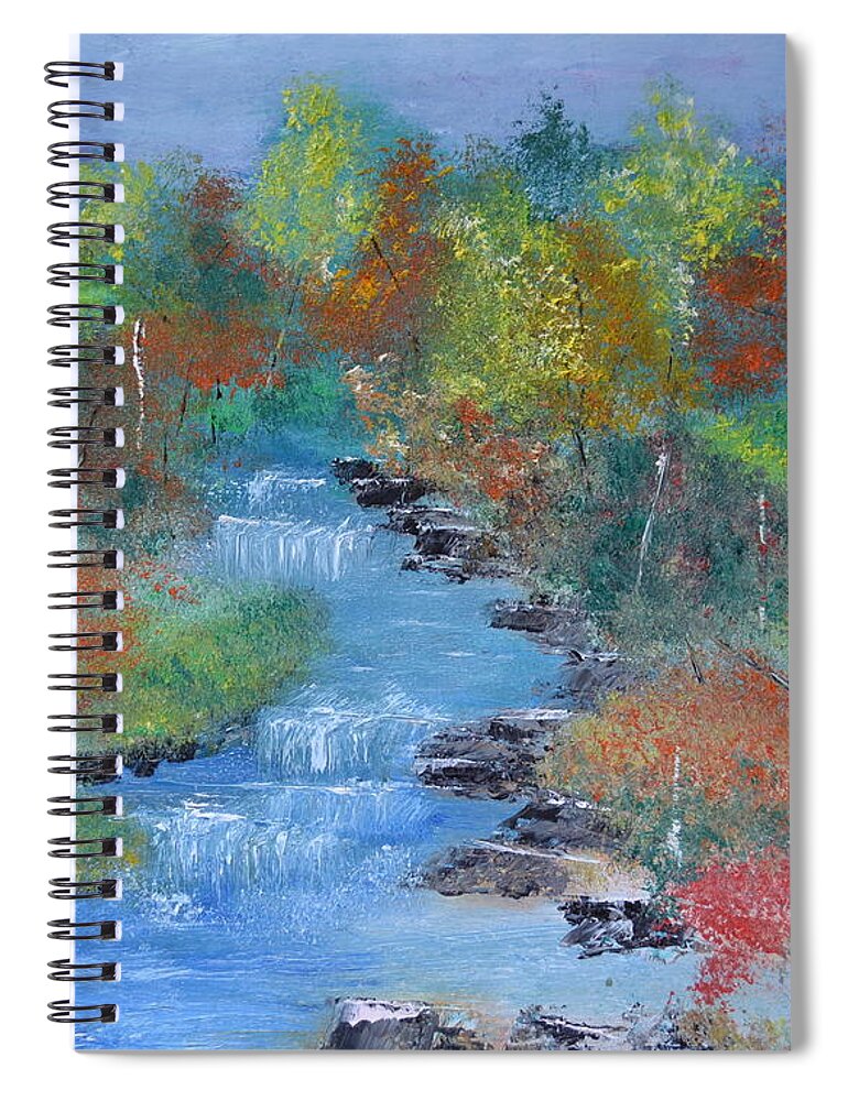 Stream Spiral Notebook featuring the painting Fishing Creek by Denise Tomasura