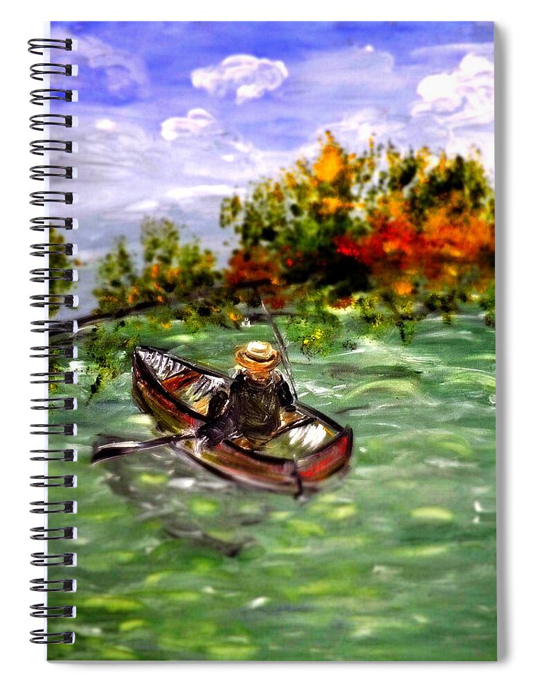 Fishing Spiral Notebook featuring the painting Fishing by Evelina Popilian