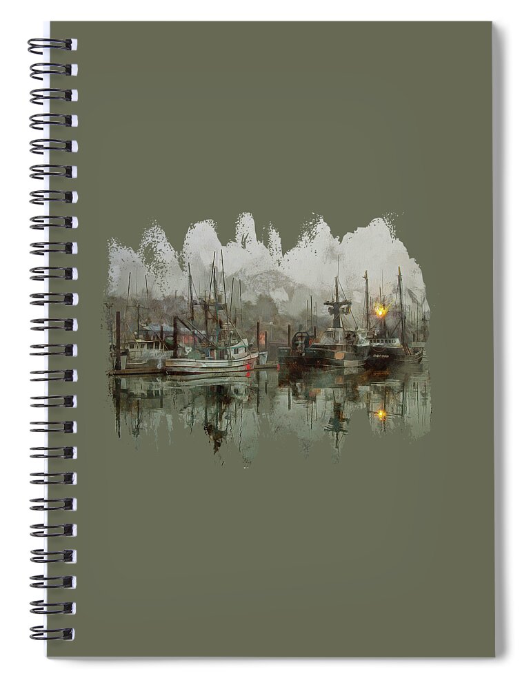 Newport Spiral Notebook featuring the photograph Fishing Fleet Dock Five by Thom Zehrfeld