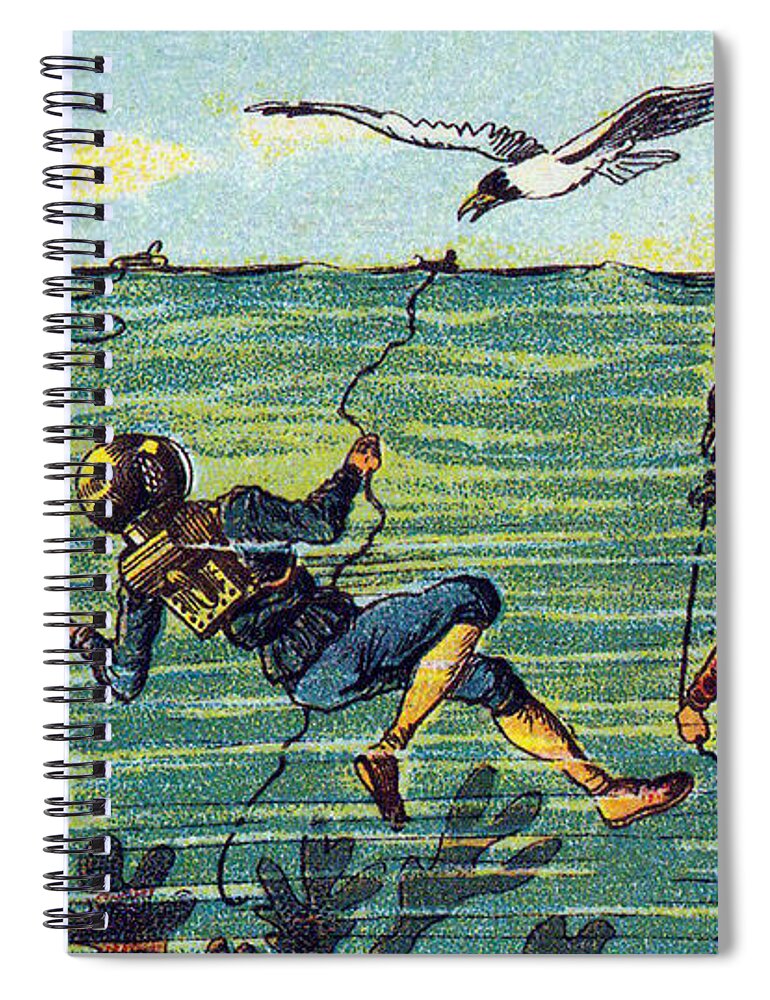 Science Spiral Notebook featuring the photograph Fishing For Seagulls, 1900s French by Science Source