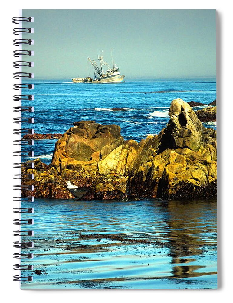 Monterey-bay Spiral Notebook featuring the photograph Fishing Monterey Bay CA by Joyce Dickens