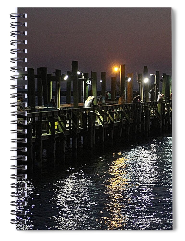 Oceanic Spiral Notebook featuring the photograph Fishing Off The Oceanic Fishing Pier by Robert Banach