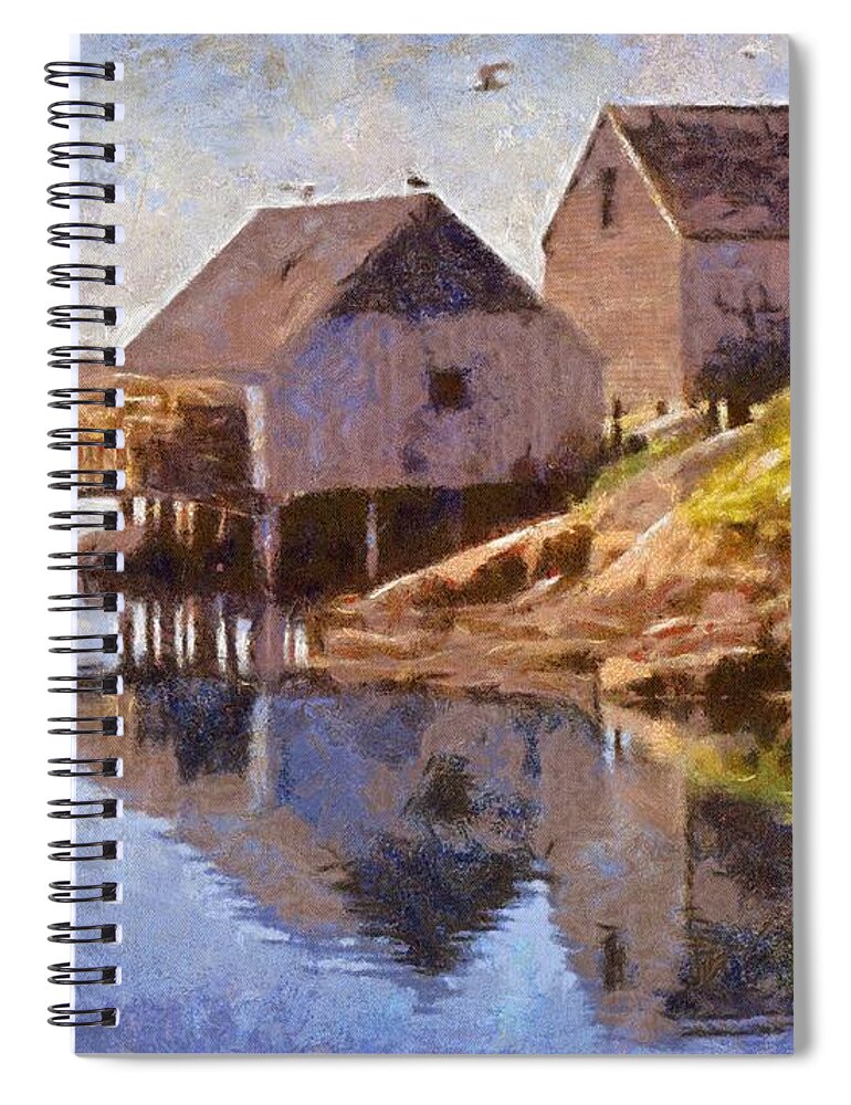 Canadian Spiral Notebook featuring the painting Fishing Wharf by Jeffrey Kolker
