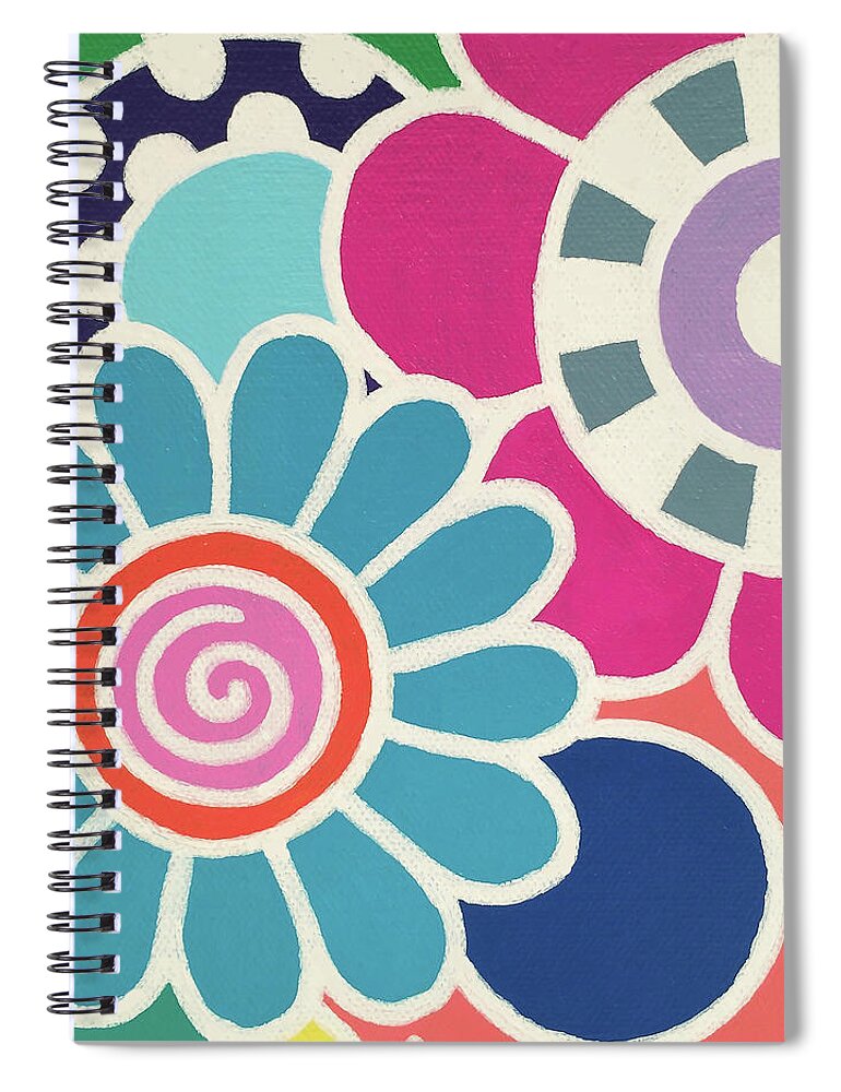 Flowers Spiral Notebook featuring the painting Five Blooms by Beth Ann Scott