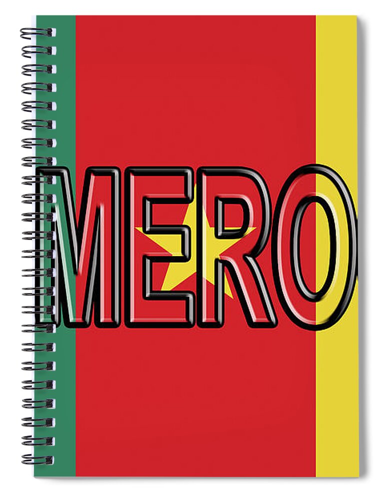 Africa Spiral Notebook featuring the digital art Flag of Cameroon Word. by Roy Pedersen