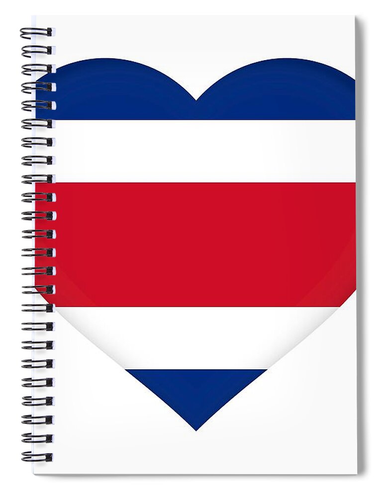 Costa Rica Spiral Notebook featuring the digital art Flag of Costa Rica Heart by Roy Pedersen