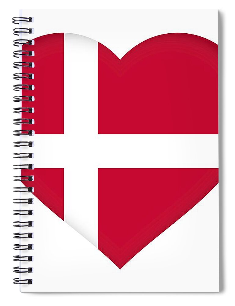 Background Spiral Notebook featuring the digital art Flag of Denmark Heart by Roy Pedersen