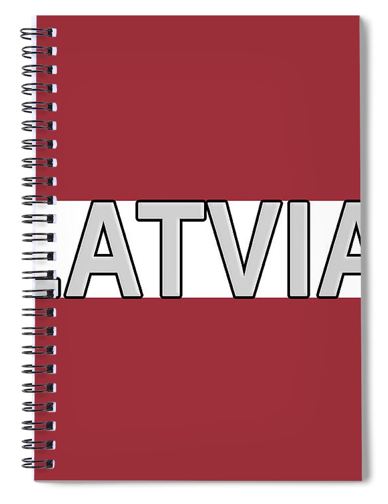 Europe Spiral Notebook featuring the digital art Flag of Latvia Word by Roy Pedersen