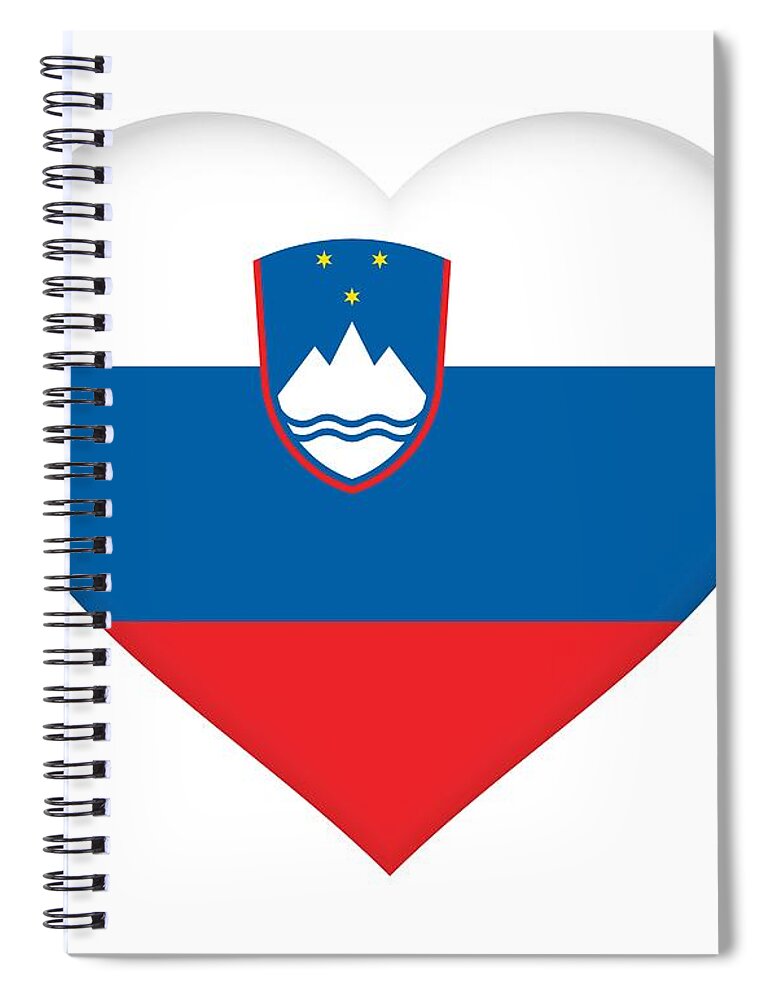  Slovene Spiral Notebook featuring the digital art Flag of Slovenia Heart by Roy Pedersen