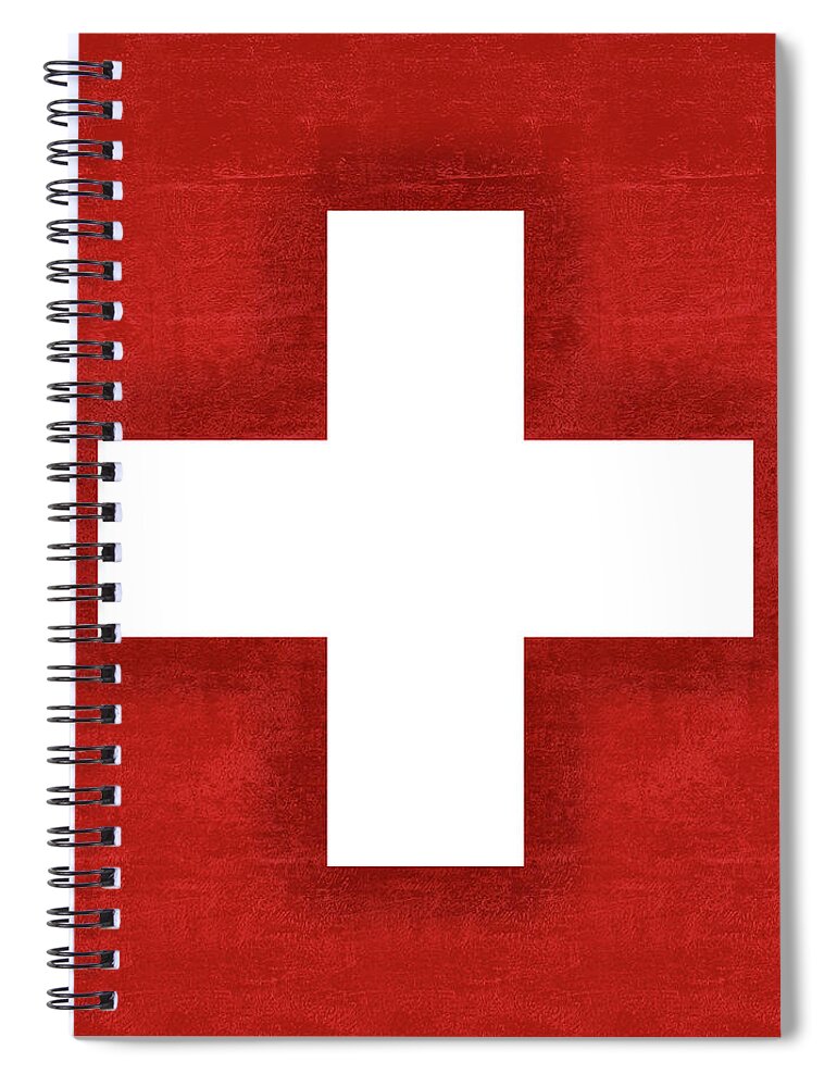 Swiss Spiral Notebook featuring the digital art Flag of Switzerland Grunge by Roy Pedersen