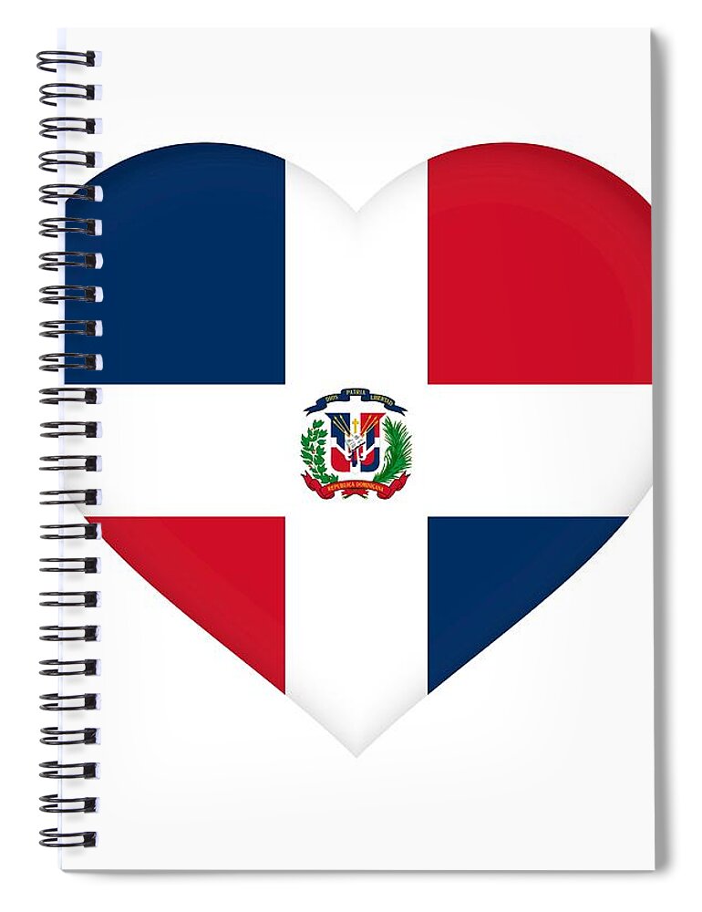 Banner Spiral Notebook featuring the digital art Flag of the Dominican Republic Heart by Roy Pedersen