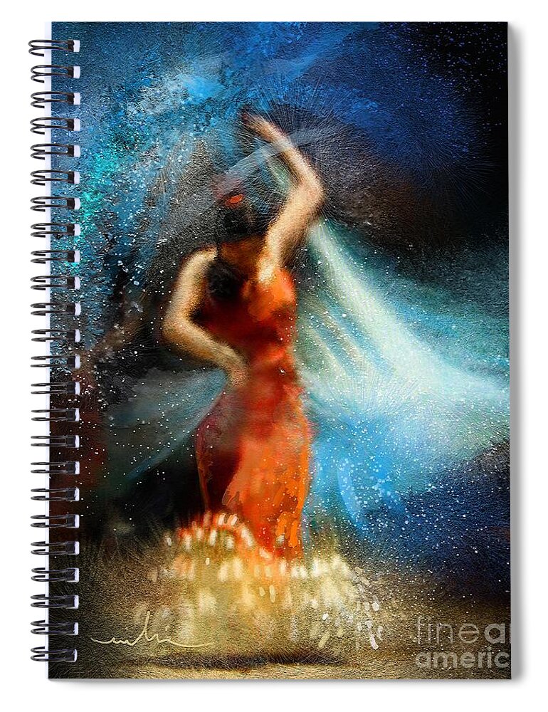 Flamenco Spiral Notebook featuring the painting Flamencoscape 05 by Miki De Goodaboom