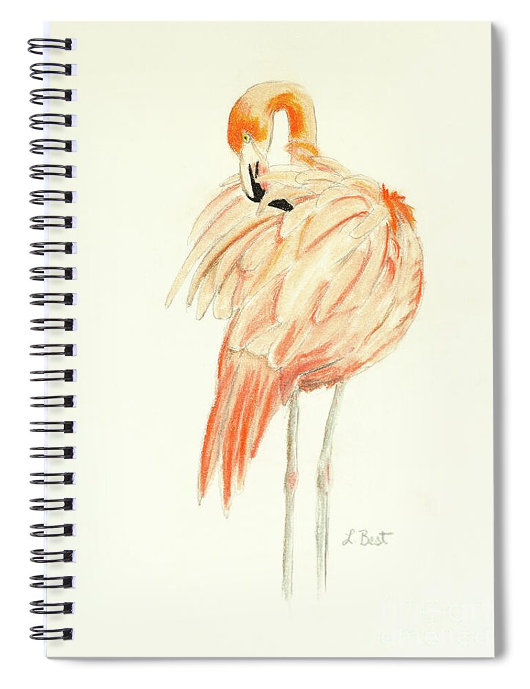 Flamingo Spiral Notebook featuring the painting Flamingo by Laurel Best