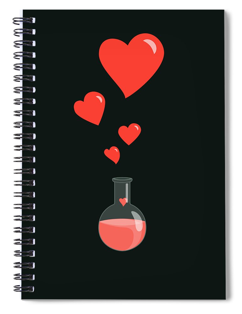 Geek Valentine Spiral Notebook featuring the digital art Flask of Hearts by Boriana Giormova